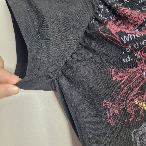 Vintage y2k black grunge sparkly butterfly graphic chain halter cap sleeve large - Picture 7 of 8